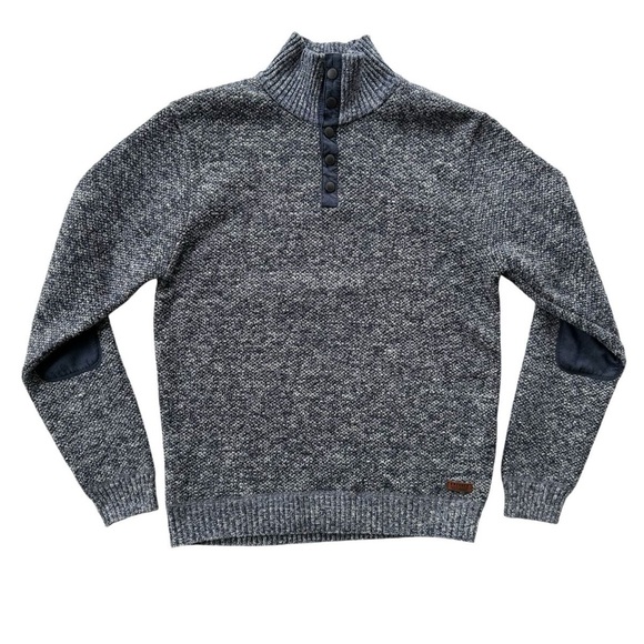 Stylish Button-Up Sweater Stand Collar Blue Mix - Picture 3 of 15